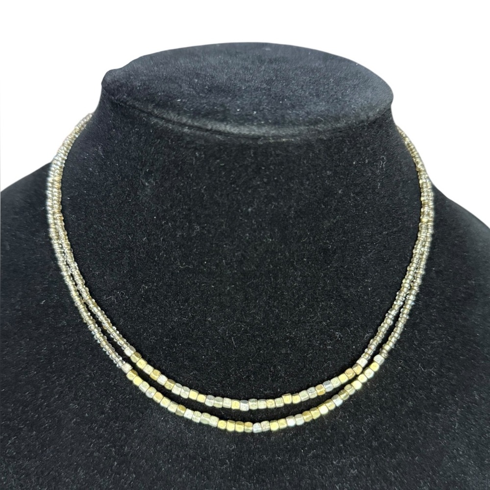 NY&Co Two-Strand Beaded Necklace with a mix of Gold & Silver Colored Beads